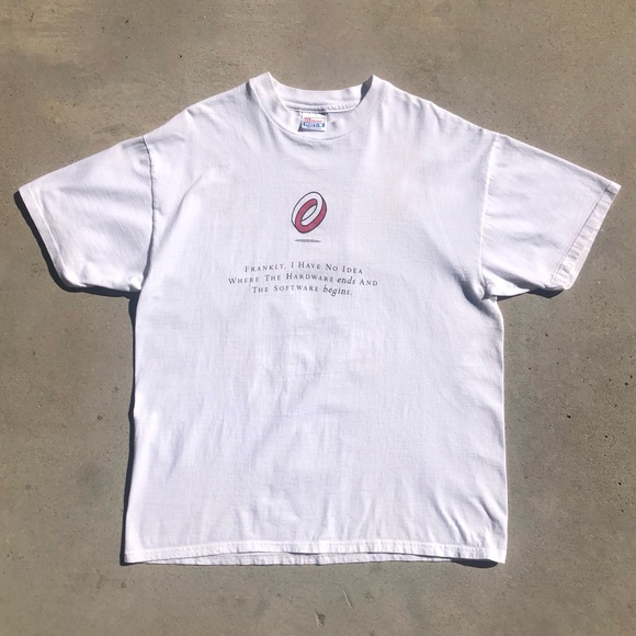 Vtg Y2K Compaq Computers Hardware Software Joke White Tee Size XL - Picture 2 of 11